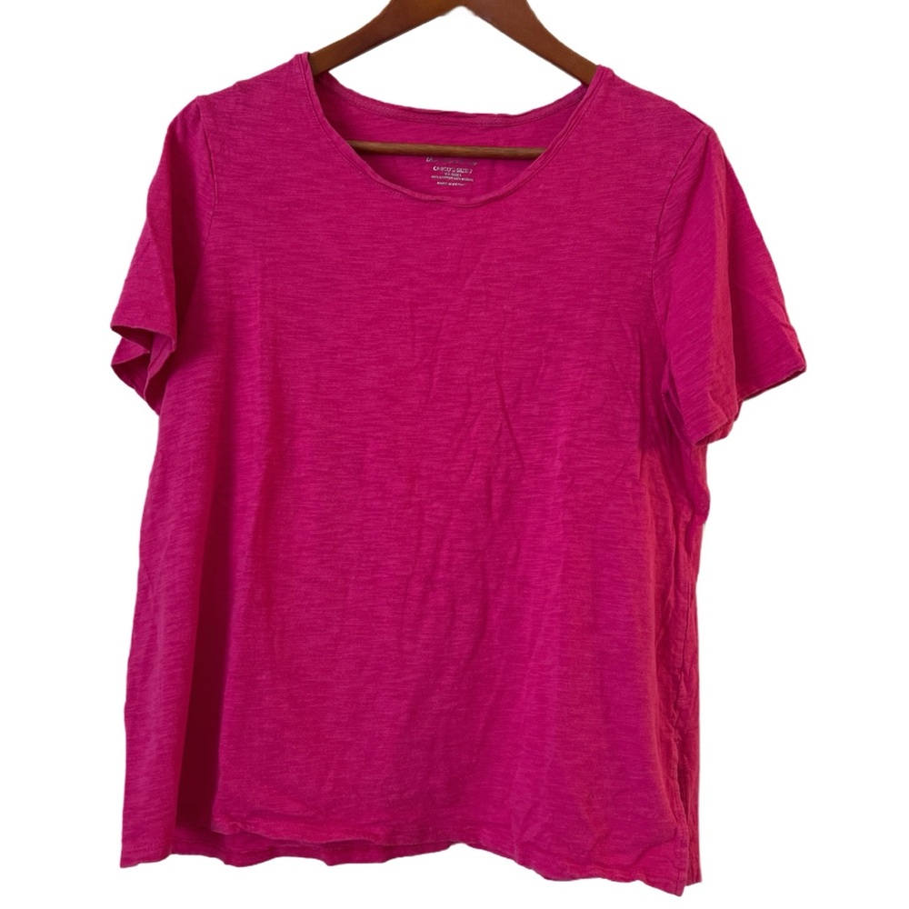 Chico’s US size Large Vibrant Pink Cotton/Modal Blend 60/40 Three Buttons